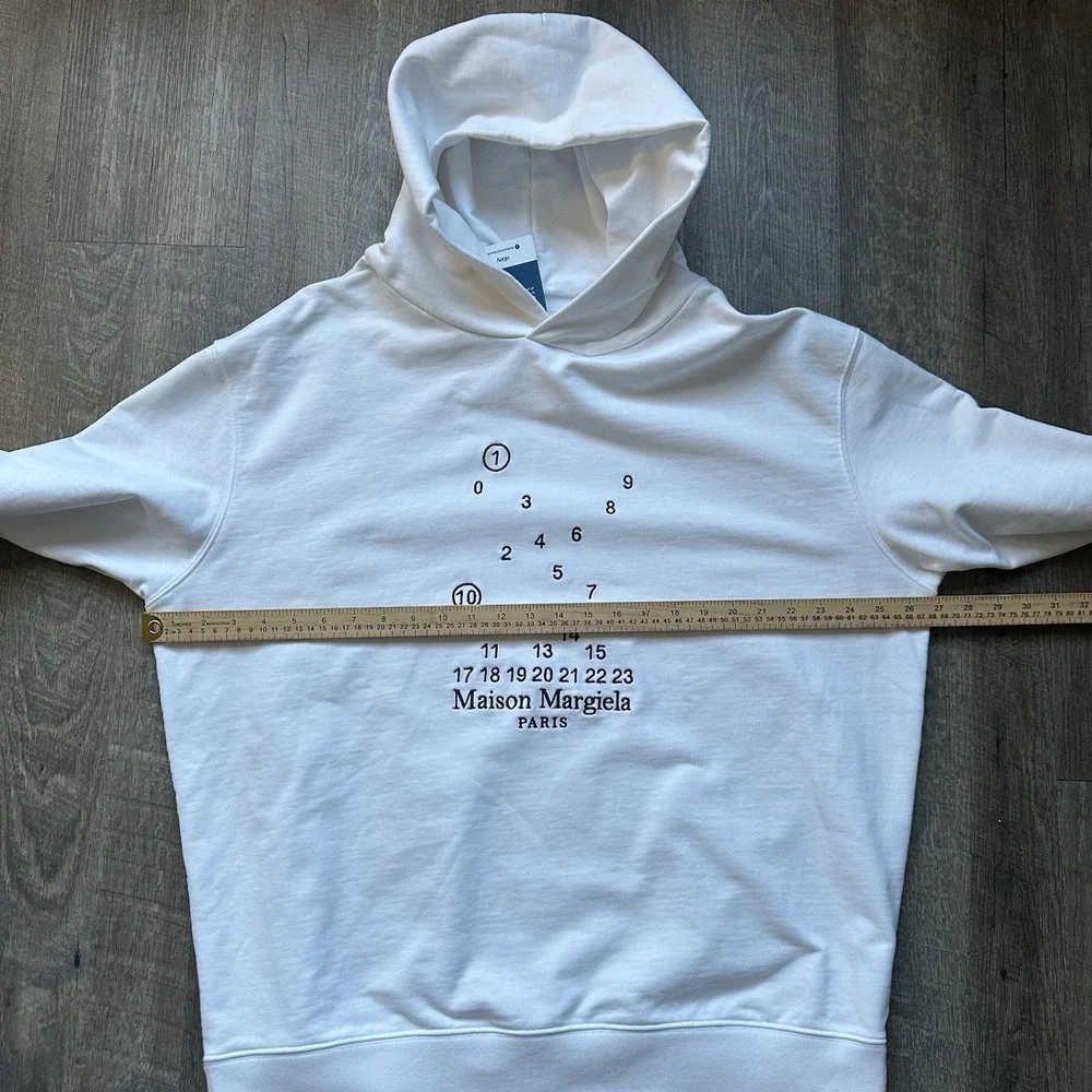 Maison Margiela Numbers Oversized embroidered hoodie White S fits size L / XL